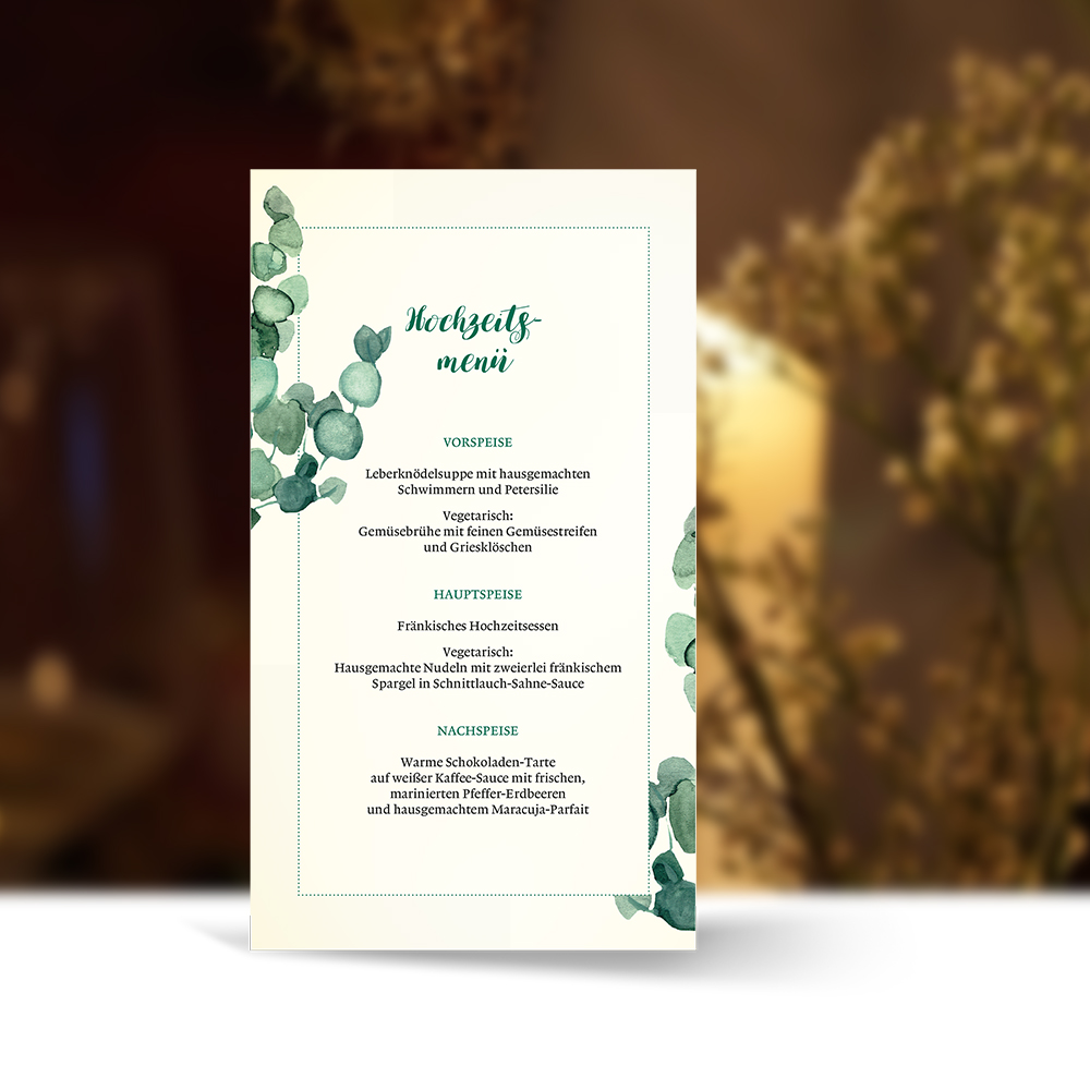 Hochzeitsmenü Aufsteller